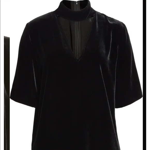 Theory Choker Collar V-Neck Velvet Top - Picture 5 of 5